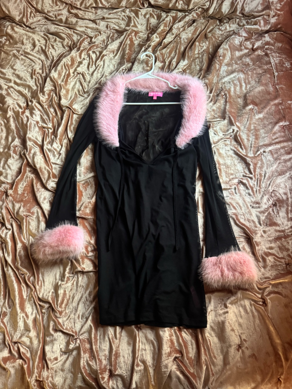 Sugar Thrillz Black Jacket with Pink Faux-Fur Trim
